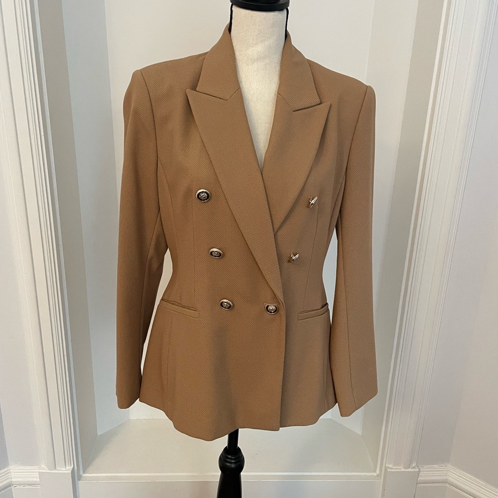 Zara Tan Double-Breasted Blazer